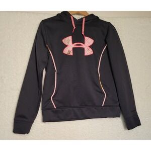 Under Armour Women's Black Sweatshirt Hoodie Adult M Camo Pullover Athletic 0453